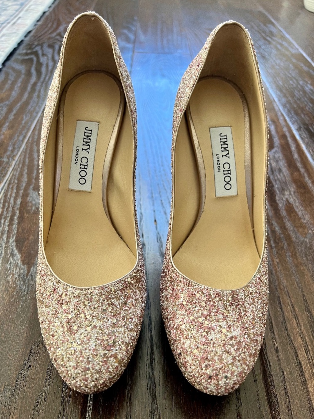 ✨Jimmy Choo | Glitter round toe platform pumps sz 39